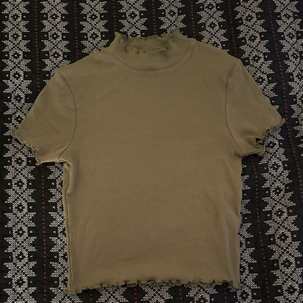 Zine Clothing Khaki Ribbed Mock Neck Top